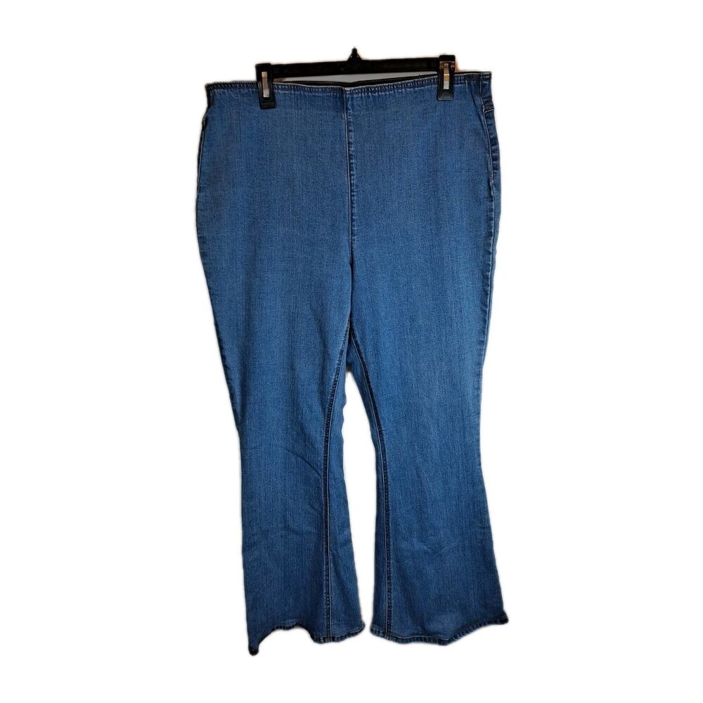Est. 1946 Denim Women's Pull-On Flare Leg Jeans Size 16 Blue Elastic Waistband